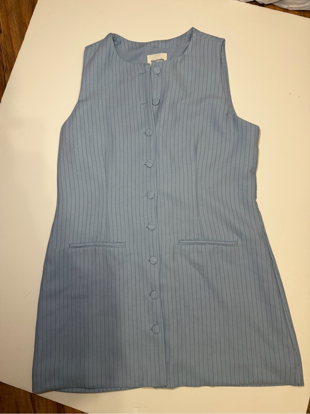 Abercrombie and fitch Sleeveless Light Blue Pinstripe women's Dress